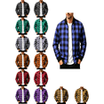 thumbnail image 1 of Atkumj Mens Plaid Jacket Casual Long Sleeve Zip Up Outerwear Trendy Ribbed Cuffs and Hem Fall Jackets for Men M, 1 of 8