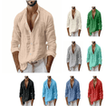 thumbnail image 1 of Atkumj Mens Shirts Trendy Lapel Button Down Shirts Casual Relaxed Solid Color Long Sleeve Shirt S, 1 of 9