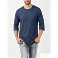 thumbnail image 1 of Atkumj Mens T Shirts Crewneck with Chest Pockets Versatile Solid Color Full T Shirts Casual Mens 3/4 Length Sleeve Tops S, 1 of 8