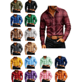 thumbnail image 1 of Atkumj Plaid Long Sleeve Shirts for Men Dressy Casual Turndown Collar Button Down Shirt Casual Formal Business Dress Shirts with Chest Pocket S, 1 of 9