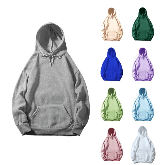 Atkumj Plain Hoodies for Men with Drawstring and Front Pocket Solid Color Hooded Sweatshirt Casual Long Sleeve Pullover Hoodie S