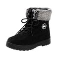 thumbnail image 1 of Atkumj Snow Boots for Women Trendy Flock Round Toe Lase Faux Fur Lined Shoes Warm Traction Flat Womens Lace Up Boots for Winter 44, 1 of 6