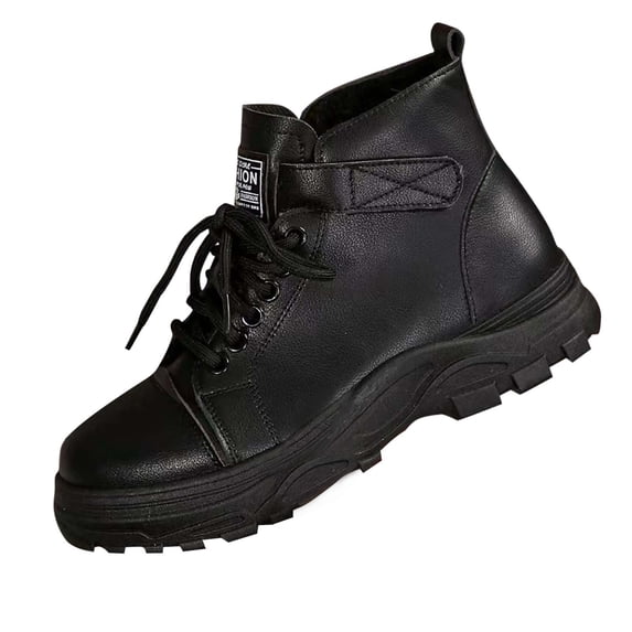 Atkumj Snow Boots for Women Waterproof Casual Lace Up Ankle Boots Comfortable Solid Color Chunky Boots for Women for Fall Winter 36