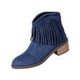 thumbnail image 1 of Atkumj Women Boots Ankle Versatile Pointed Toe Fringe Mid Heel Boots for Women Comfortable Flock Fashion Boots 40, 1 of 7