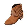 thumbnail image 1 of Atkumj Women Boots Ankle Versatile Pointed Toe Fringe Mid Heel Boots for Women Comfortable Flock Fashion Boots 41, 1 of 5