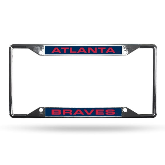 Atlanta Baseball Braves MLB All Corner EZ View Chrome Metal Laser Cut License Plate Frame