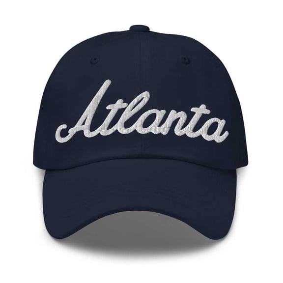 Atlanta Baseball Cap Atlanta Dad Hat Bold Script Georgia GA Hat Embroidered Souvenir Gift Navy