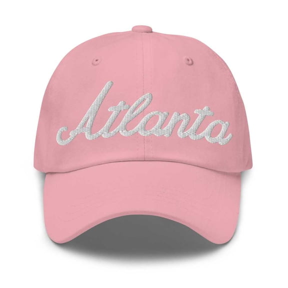 Atlanta Baseball Cap Atlanta Dad Hat Bold Script Georgia GA Hat Embroidered Souvenir Gift Pink