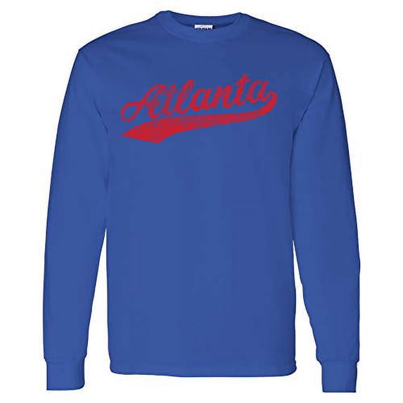 Atlanta Baseball Script - Hometown Pride, Pitcher Long Sleeve T Shirt - 3X-Large - Royal