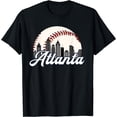 thumbnail image 1 of Atlanta Baseball Skyline Atlanta Cityscape T-Shirt Black Large, 1 of 4