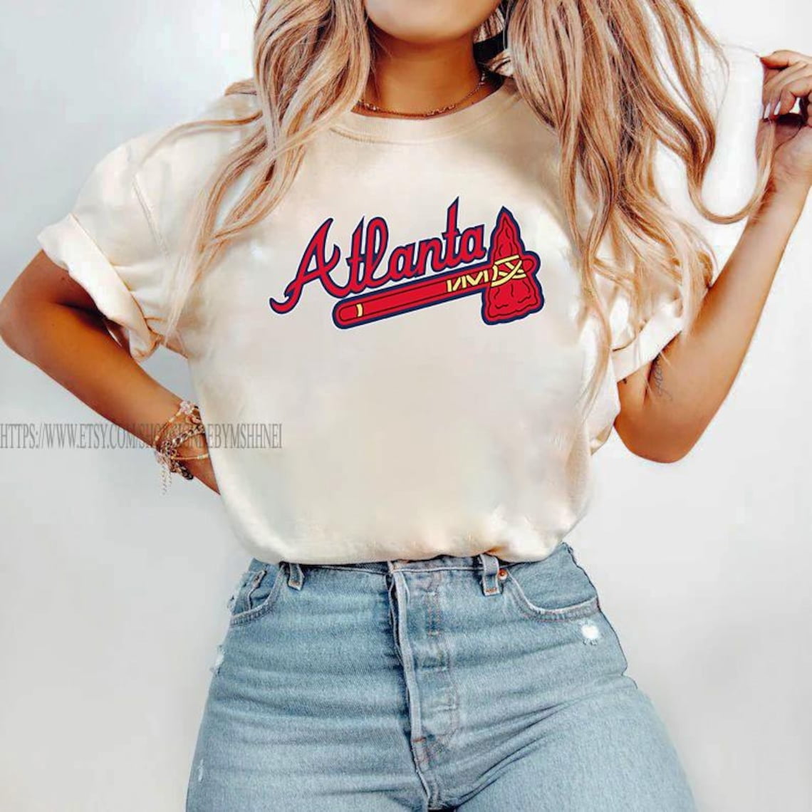 Atlanta Baseball T-shirt, Retro Atlanta Baseball 90s Style Shirt, Atlanta Game Day Tee, Throwback Atlanta Shirt, Baseball Mom Tee,Sand Color,Size M