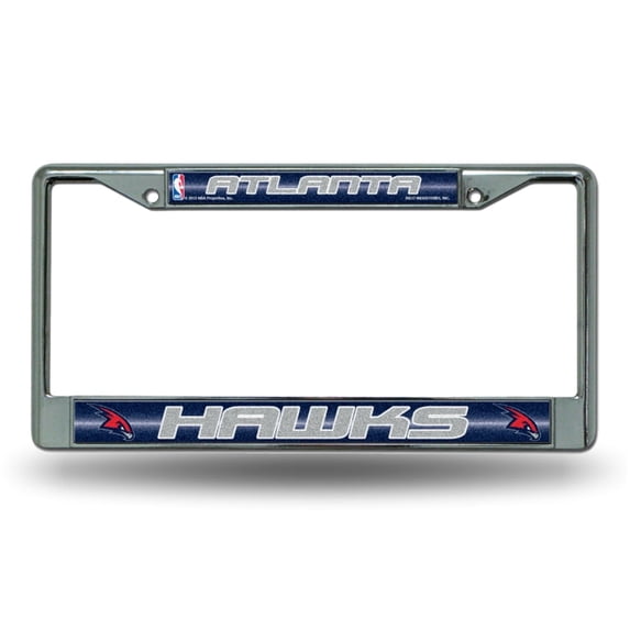 Atlanta Basketball Hawks Standard Size Chrome License Plate Frame - It Sparkles! - Let's Go!