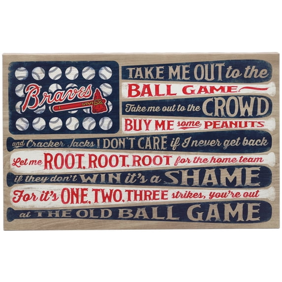 Atlanta Braves 15" x 23.5" Flag Ball Game Stretched Canvas Wall Art