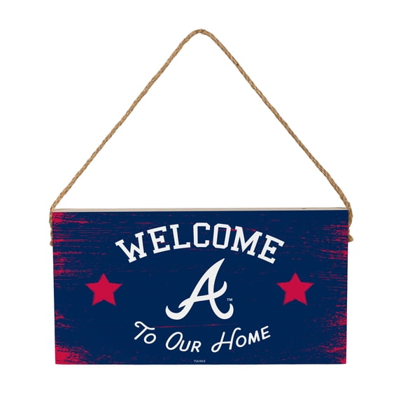 Atlanta Braves 6" x 11" Welcome Home Wood Wall Sign with Rope Hanger