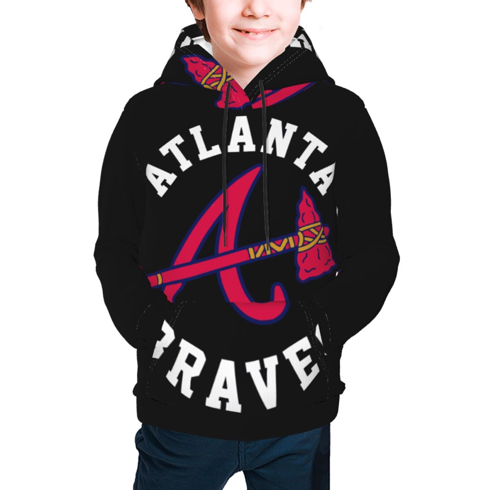 Atlanta_Braves Boys Girls Hooded Sweatshirt Kids Casual Hooded Sweater
