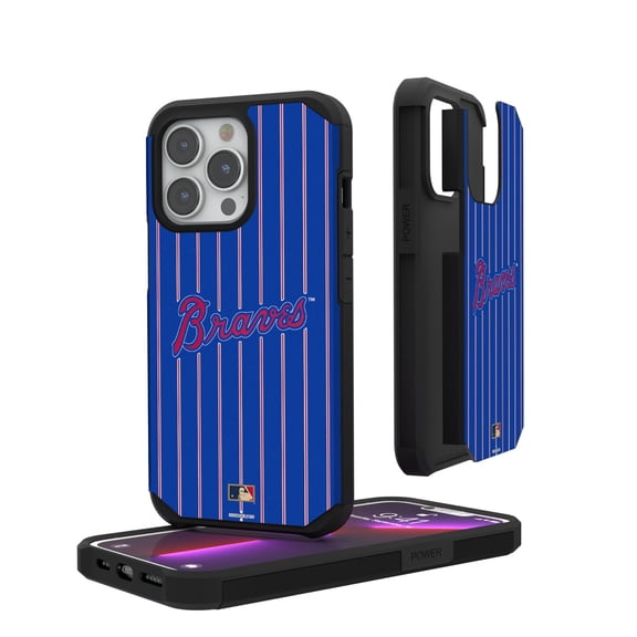 Atlanta Braves Wordmark Logo iPhone Pinstripe Cooperstown Design Rugged Case