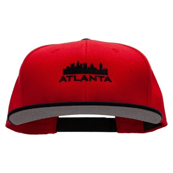 Atlanta Embroidered Wool Blend Pro Style Snapback Cap - Black Red OSFM