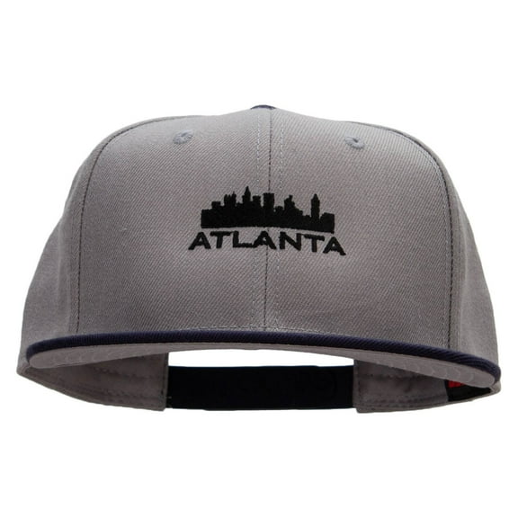 Atlanta Embroidered Wool Blend Pro Style Snapback Cap - Navy Grey OSFM