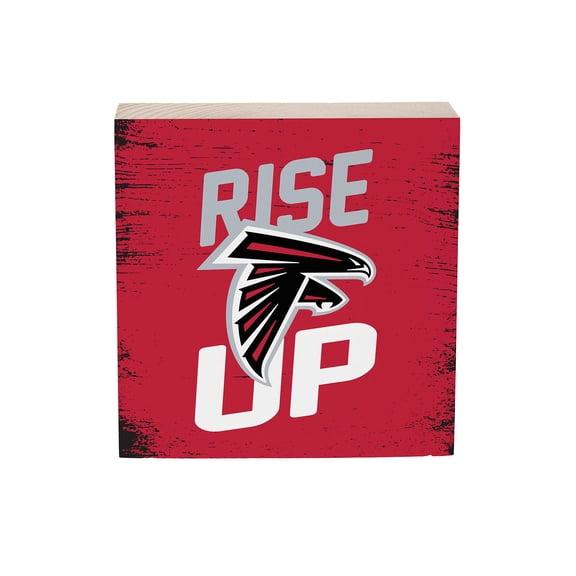 Atlanta Falcons 6" Square Fan Chant Wood Block Shelf Sign