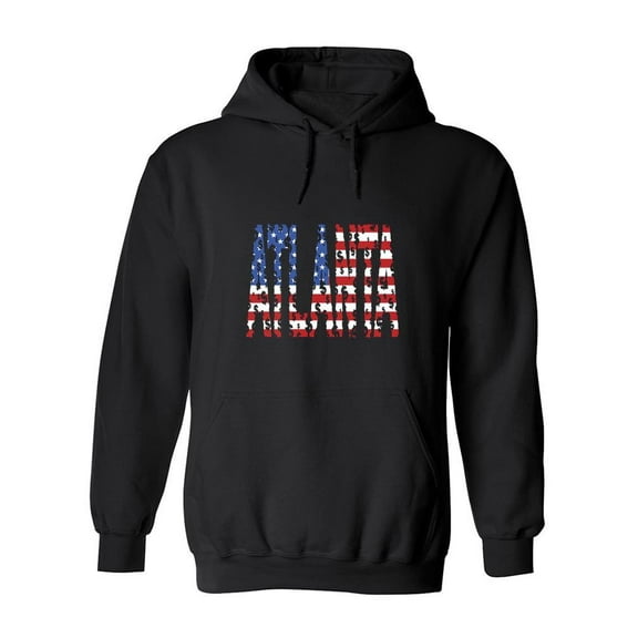 Atlanta Flag Color Text Hoodie Men -Image by Shutterstock, Male x-Large
