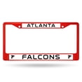 thumbnail image 1 of Atlanta Football Falcons Red Painted Chrome Metal License Plate Frame, 1 of 5