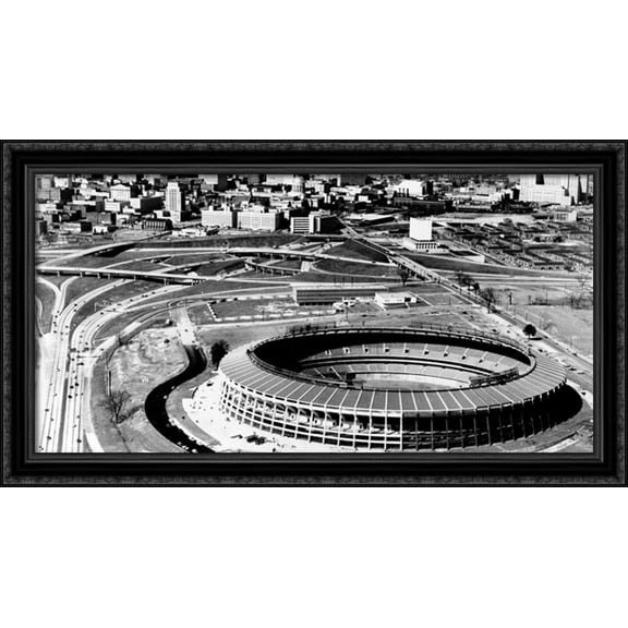 AtlantaFulton County Stadium 40x22 Large Black Ornate Wood Framed Canvas Art - Home of the Atlanta Braves