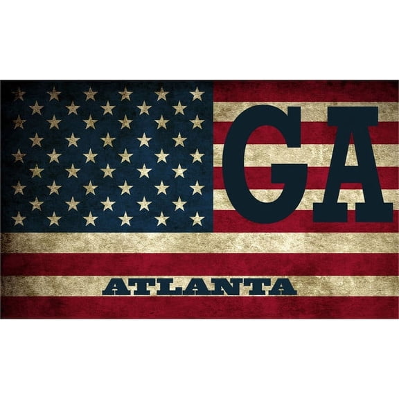 Atlanta GA Georgia Fulton County Vintage US Flag Decal Bumper Sticker 3M Vinyl 3" x 5"