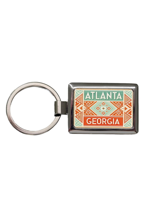 Atlanta GA Georgia Travel Vacation Stamp Metal Rectangle Keychain