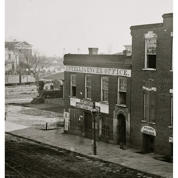 Atlanta Ga. Atlanta Intelligencer office by the railroad depot Poster Print (18 x 24)