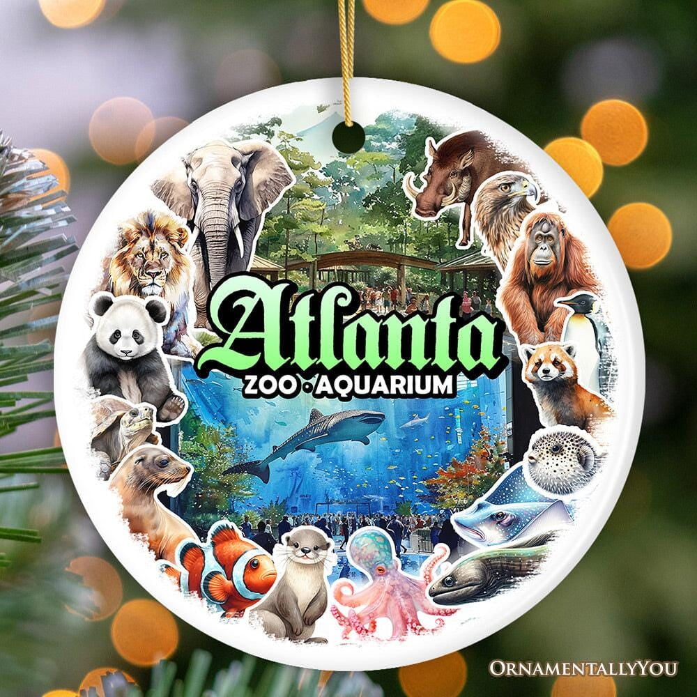 Atlanta Georgia Aquarium and Zoo Watercolor Art Ornament, City Souvenir ...