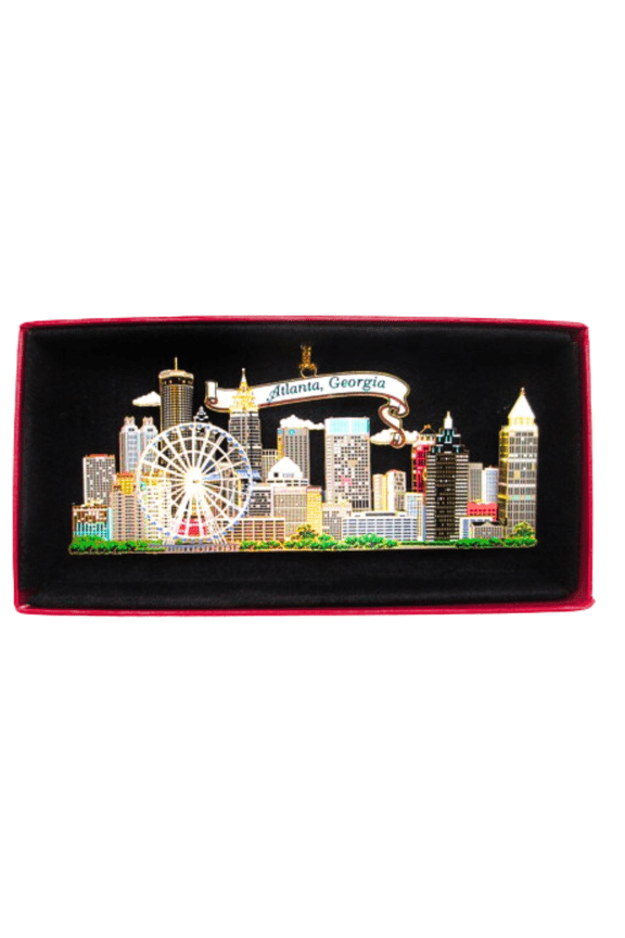 Atlanta Georgia Brass Christmas Ornament City Skyline Ferris Wheel
