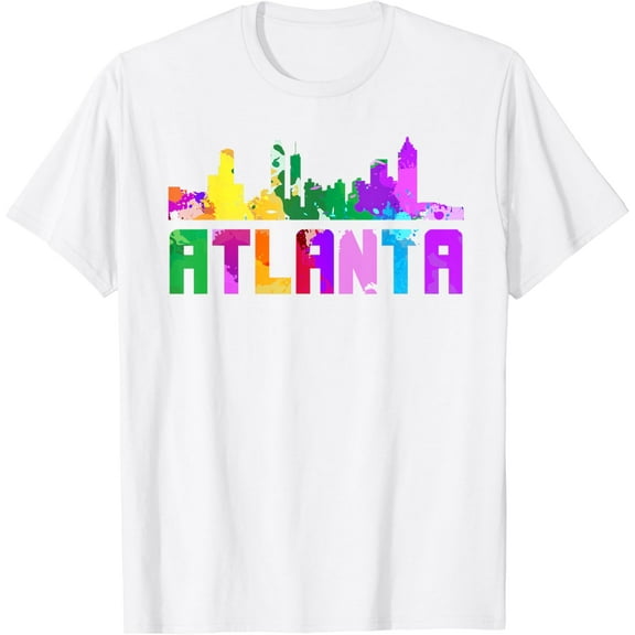 Atlanta Georgia City Watercolor Skyline Home State Souvenir T-Shirt100% cotton