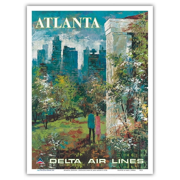 Atlanta Georgia - Delta Air Lines - Vintage Airline Travel Poster by Jack Laycox c.1970s - Master Art Print (Unframed) 9in x 12in