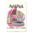 thumbnail image 1 of Atlanta Georgia - Delta Air Lines - Vintage Travel Poster by Fred Sweney c.1960s - 8 x 12 inch Vintage Metal Tin Sign, 1 of 4