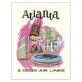 thumbnail image 1 of Atlanta Georgia - Delta Air Lines - Vintage Travel Poster by Fred Sweney c.1960s - Fine Art Matte Paper Print (Unframed) 20x26in, 1 of 4