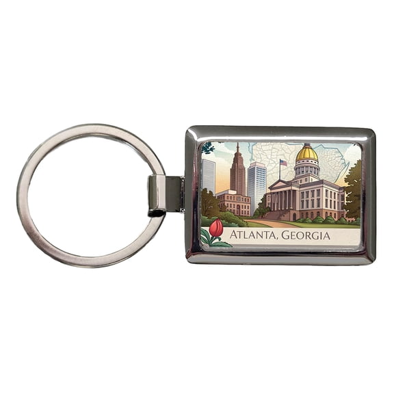 Atlanta, Georgia GA Travel City State Stamp Metal Rectangle Keychain