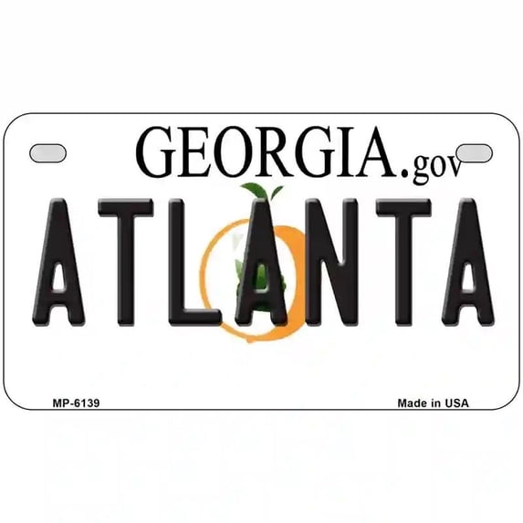 Atlanta Georgia Novelty Metal License Plate 7" x 4" Motorcycle