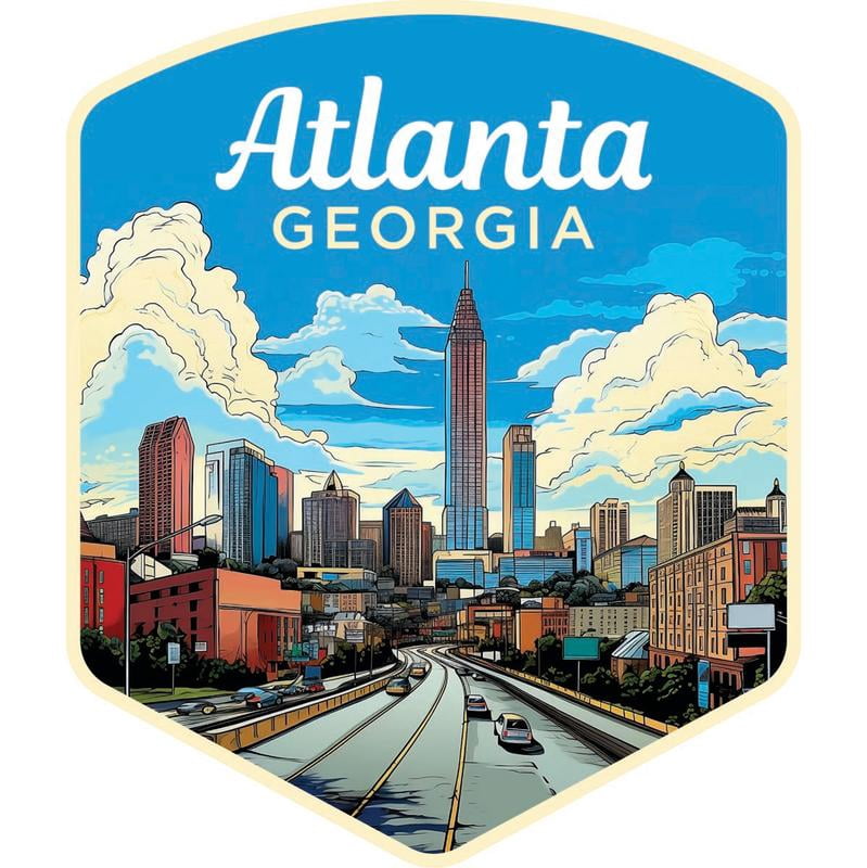 Atlanta Georgia Souvenir Decorative Vinyl Decal Sticker (3-Inch ...