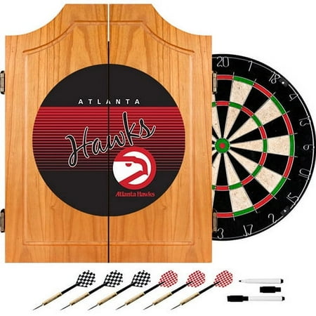 Atlanta Hawks NBA Hardwood Classics Dart Cabinet Set with Darts and Board - Red, White, Black