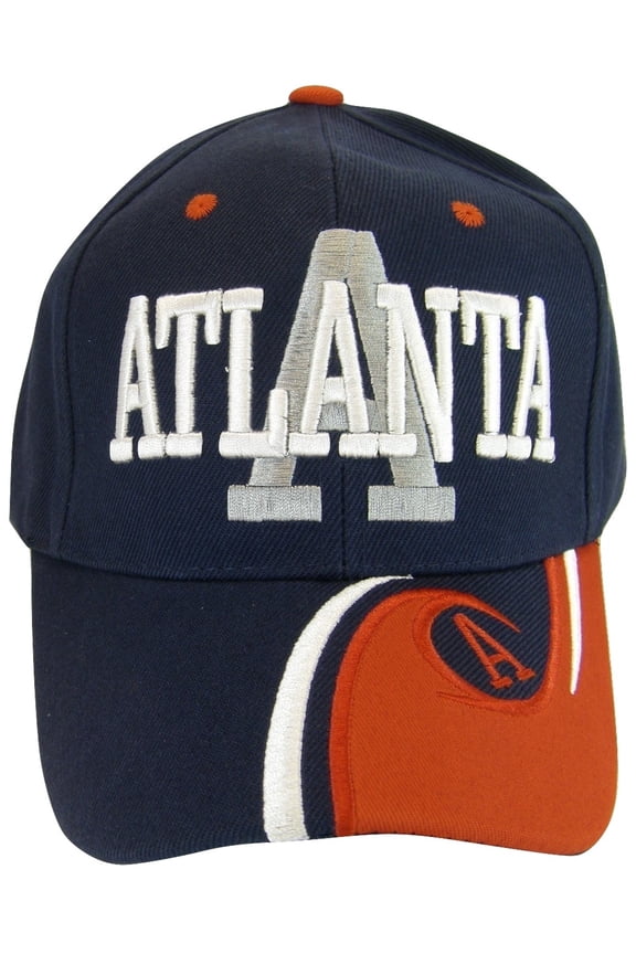 Atlanta Men's A Wave Pattern Adjustable Baseball Cap (Navy/Red)