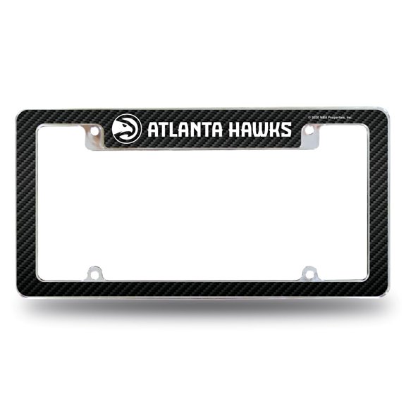 Atlanta Basketball Hawk's Chrome Metal License Plate Frame with Carbon Fiber Design