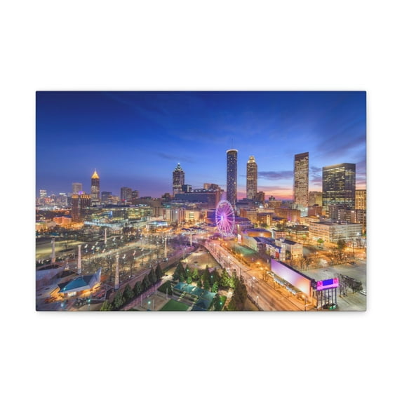 Atlanta Night Skyline Canvas Artwork Breathtaking Stunning Cityscape for Home Decor Ready to Hang