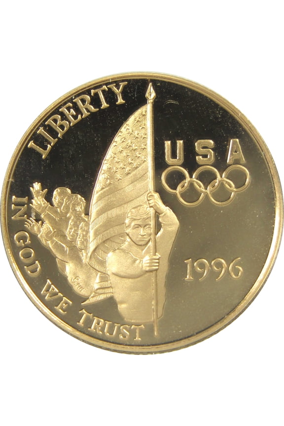 Atlanta Olympic Games Flag Bearer Commemorative 1996 W Proof Gold $5