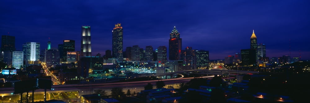 Atlanta Skyline (After Olympics) Georgia Canvas Art - Panoramic Images (27 x 9)