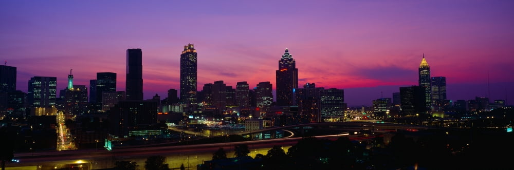 Atlanta Skyline I-20 Georgia Canvas Art - Panoramic Images (36 x 12)