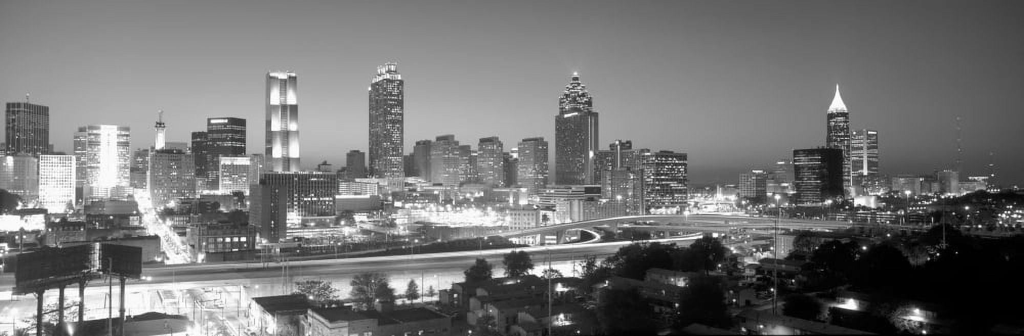 Atlanta Skyline at Dusk (After Olympics) grayscale Georgia Canvas Art - Panoramic Images (27 x 9)