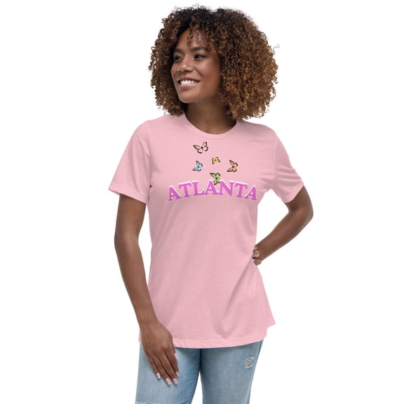 Atlanta Women’s T-Shirt, Women Tshirt Graphic,  Women T Shirts Short Sleeve  (Pink, L)