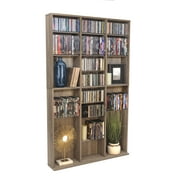 Atlantic 37"x60" Oskar Adjustable Wood Media Storage Shelf Bookcase, Weathered Oak Woodgrain
