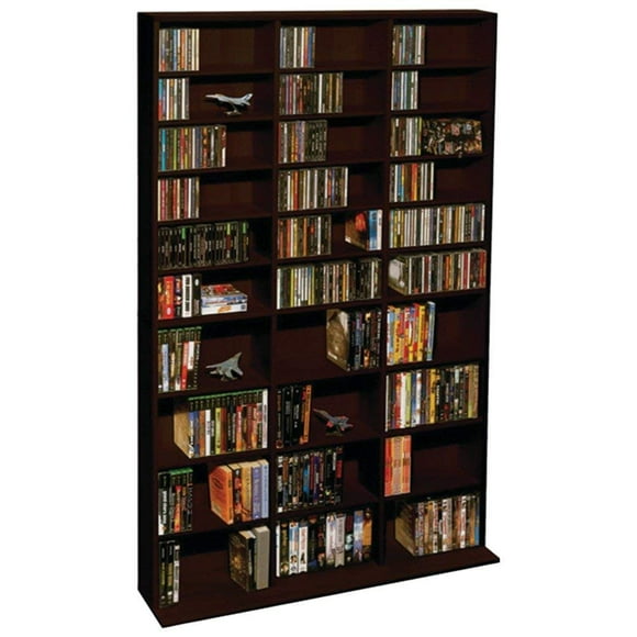Atlantic 40"x71" Oskar Adjustable Wood Media Storage Shelf Bookcase, Espresso