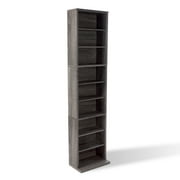Atlantic 54"x13" Herrin Adjustable Wood Media Storage 9-Shelf Bookcase (114 DVDs, 261 CDs), Gray Woodgrain